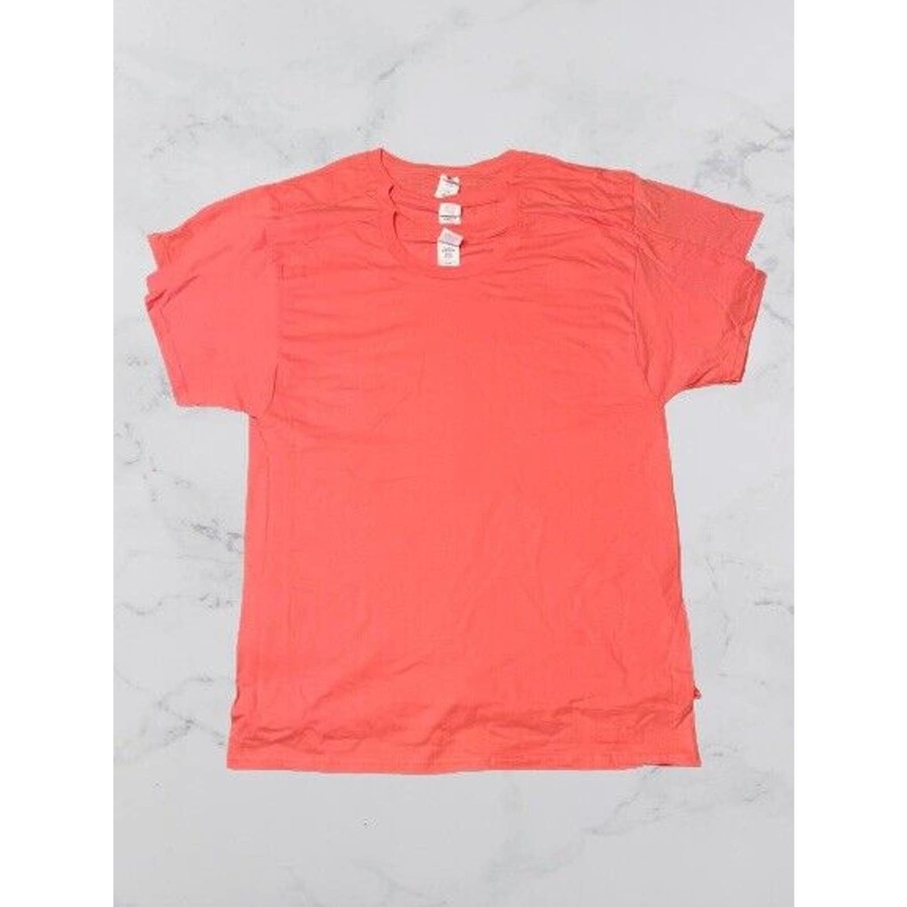 Hanes Salmon Pink T-Shirt 3PK, Large, Crew Neck, Unisex, New